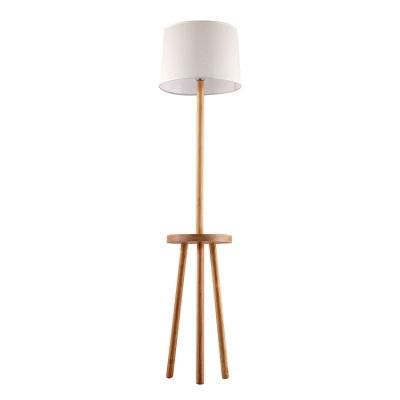 Tripod Wooden Fabric Lampshade Floor Lamp Living-Room Bedroom Lighting