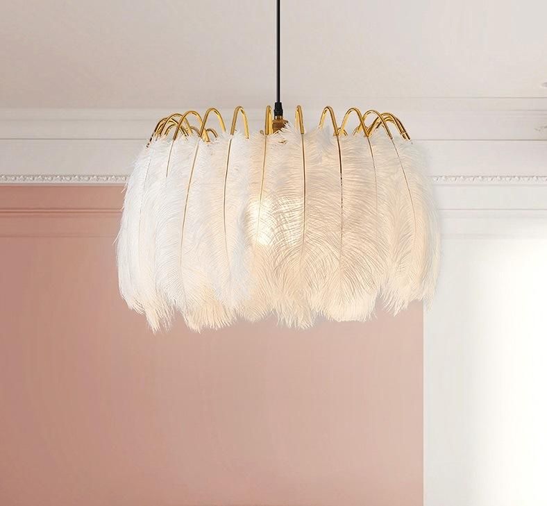 Large Art Decoration Hanging Lamp Feather Chandelier or Feather Pendant Lamp for Villa or Hotel