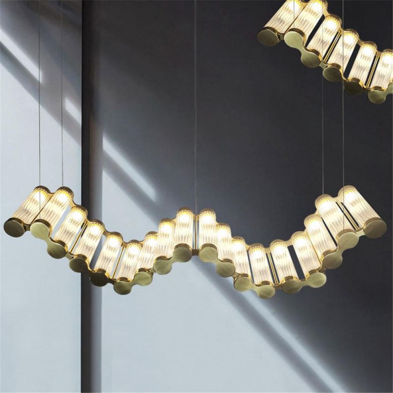 Luxury Stretched Chandeliers for Home Long S-Shape Hanglamp Kitchen Living Room Villa Round Bedroom Suspension Luminaire