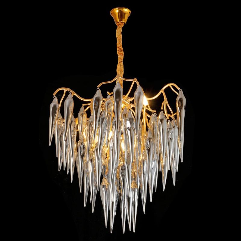2022 Postmodern Elegant Light Luxury Living Room Dining Room Villa Golden Aluminum Crystal Chandelier