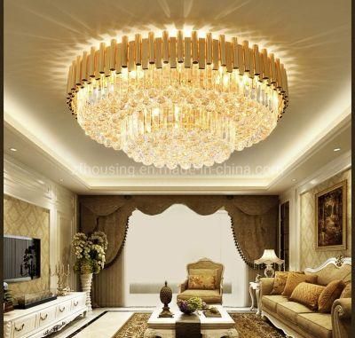 Morden Hotel / Home K9 Crystal Gold LED Ceiling Lighting Zf-Cl-005