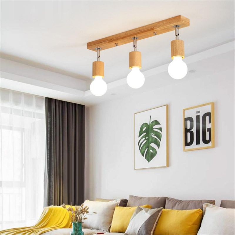 Nordic Solid Wooden Track Light Modern Wooden Chandelier Ceiling Lamps (WH-WA-20)