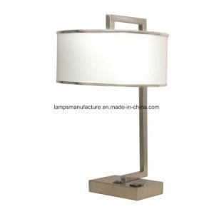 Sliver Rin Lamp Shade Desk Lamp with Square Lamp Base