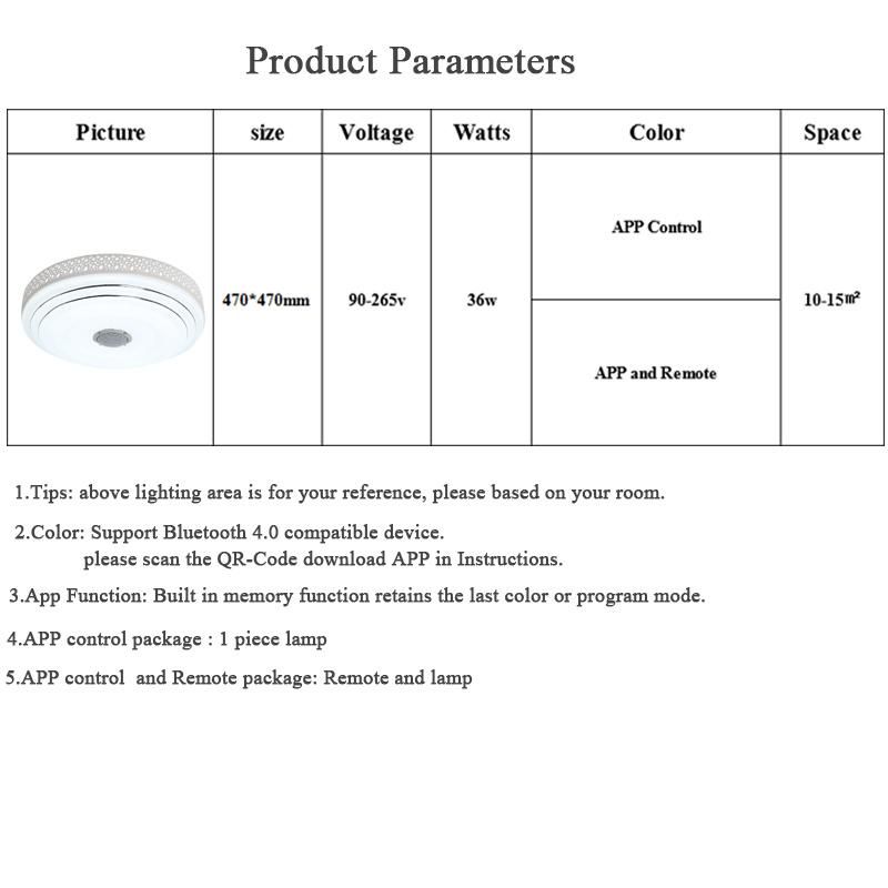 Drawing Room Bluetooth & Music Ceiling Lights Lamp Fixtures (WH-MA-37)