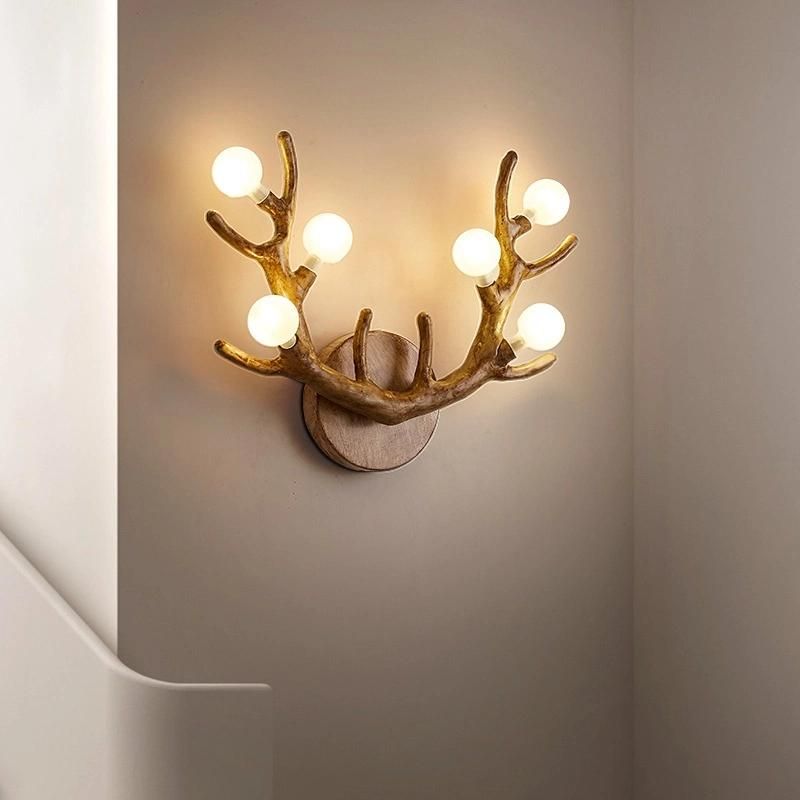 Antler Wall Lamp Northern European Living Room TV Background Wall Bedside Personality Creative Antler Wall Lamp Branch Lamp