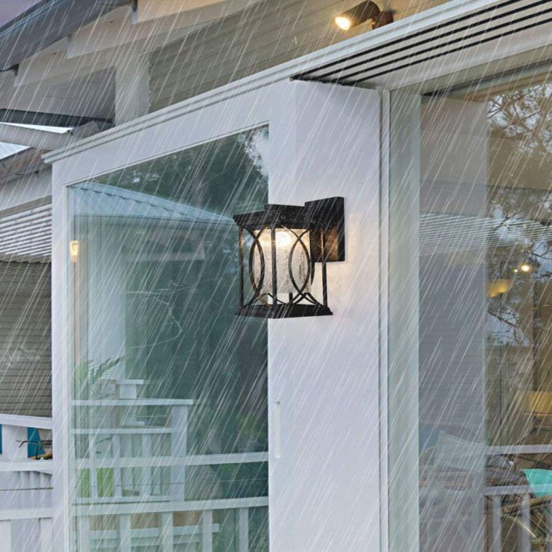 Modern Outdoor Wall Light Exterior Light Fixtures Black Aluminum with Crack-Like Glass Create Gorgeous Lighting Effects UL and IP65 Waterproof Wall Sconce