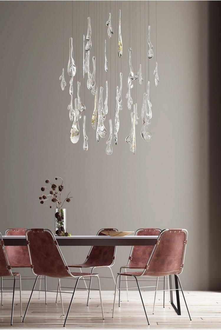 Glass Leaf Decorative Exhibition Hall Villa Stair Engineering Custom Large Luxury Modern LED Chandelier