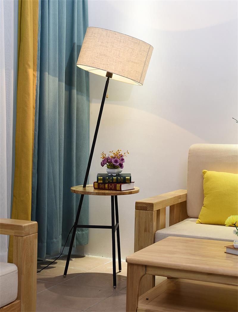 American Coffee Table Rack Solid Wood Floor Lamp Simple Modern Creative Bedroom Sofa Side Light Reading Lighting
