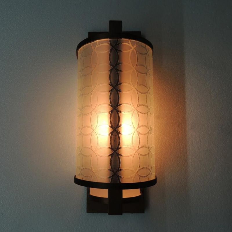 Transparent Enbossment Shade and Metal Body Wall Lamp.