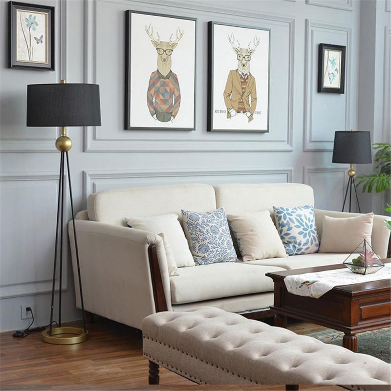 American Country Fabric Art Floor Lamp Nordic Post-Modern Bedroom Iron Standing Lamps for Living Room Home Decor LED Stand Light