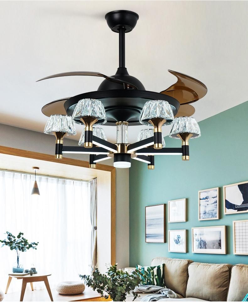 Smart Ceiling Fan with Lights with Remote Control Chandelier Invisible Fan Blade LED Fixtures Decorative for Home