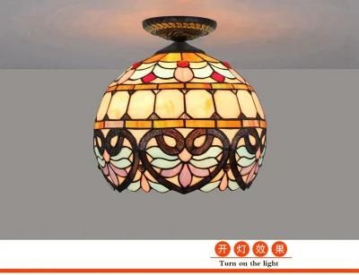 European-Style Lovely Baroque Tiffany Multi-Color Glass Restaurant Bedroom Corridor Retro Ceiling Light (WH-TA-24)