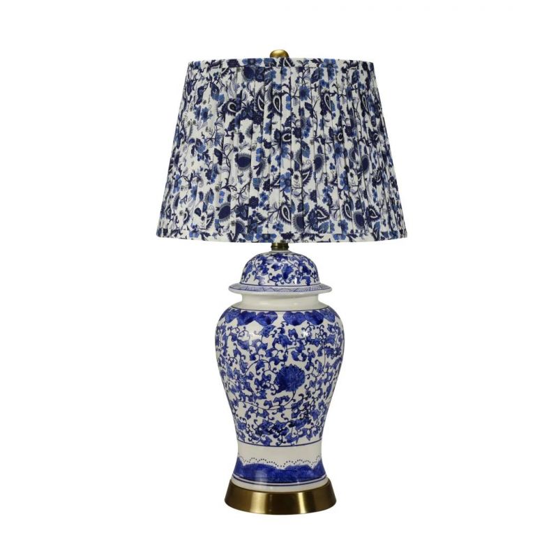 Modern Desk Lamp Hotel Restaurant Home Decor Rechargeable LED Desk Lamp Table Lamp Blue and White Porcelain Ceramic