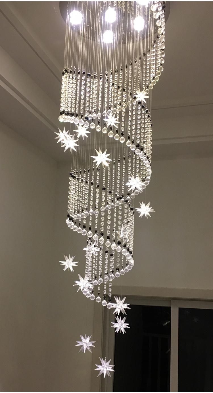 New Design Decorative Commercial Hotel Stair Custom Project Crystal Long Chandelier Light