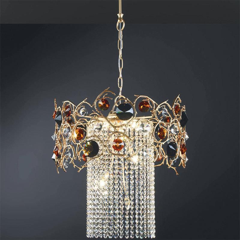 2022 Light Luxury Living Room Lamp Villa Light Crystal Full Copper Elliptic Chandelier