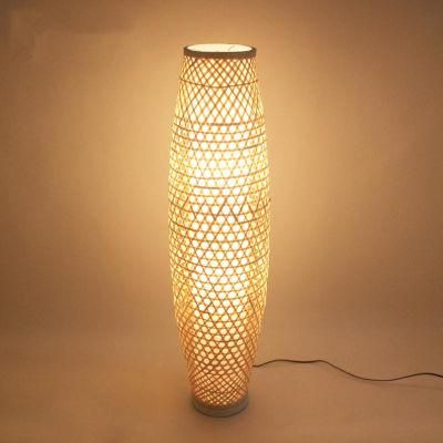 Bamboo Wicker Rattan Shade Vase Floor Lamp Fixture Rustic Asian Japanese Stand Light (WH-WFL-05)
