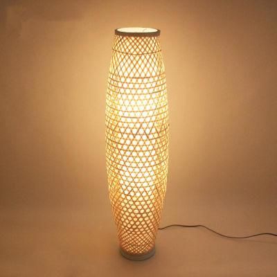 Bamboo Wicker Rattan Shade Vase Floor Lamp Fixture Rustic Asian Japanese Stand Light (WH-WFL-05)