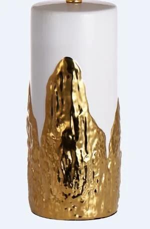 Hotel Table Lamp, Ceramic Body in Gold with Fabric Shade E27/60W X 1