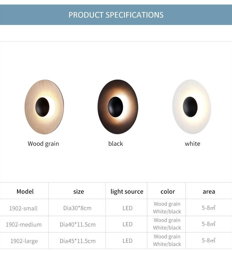 Modern Wood Grain Art Wall Lamp Nordic Round Combination Ginger LED Wall Sconce (WH-OR-205)