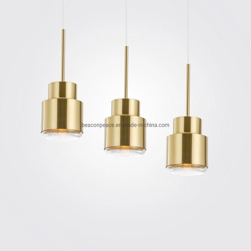 Nordic LED Brass Metal and Gold Glass Pendant Light