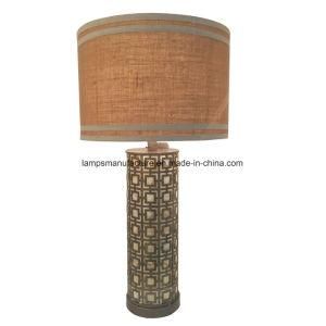 Brass Finished Table Lamp with Shell Stick in The Surface