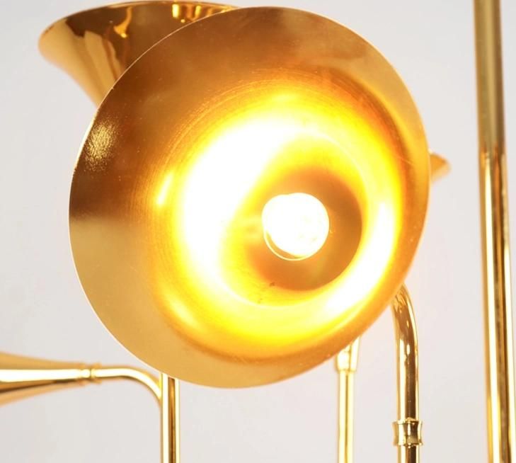 Indoor Home Decorative Lighting Gold Horn Trumpet Shape Pendant Lamp