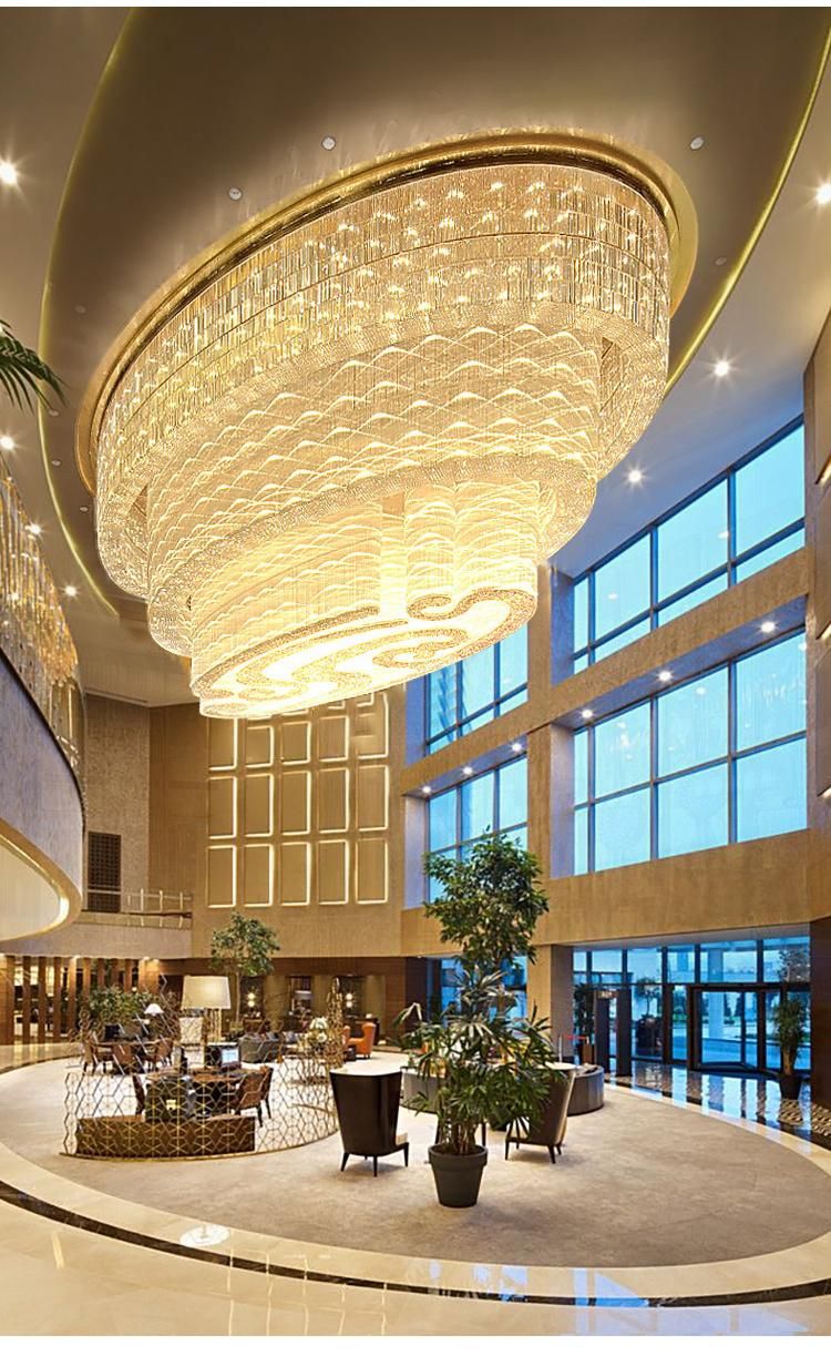 China Wholesale Stairway Clubhouse Custom Project Luxury Glass LED Chandelier Lamp