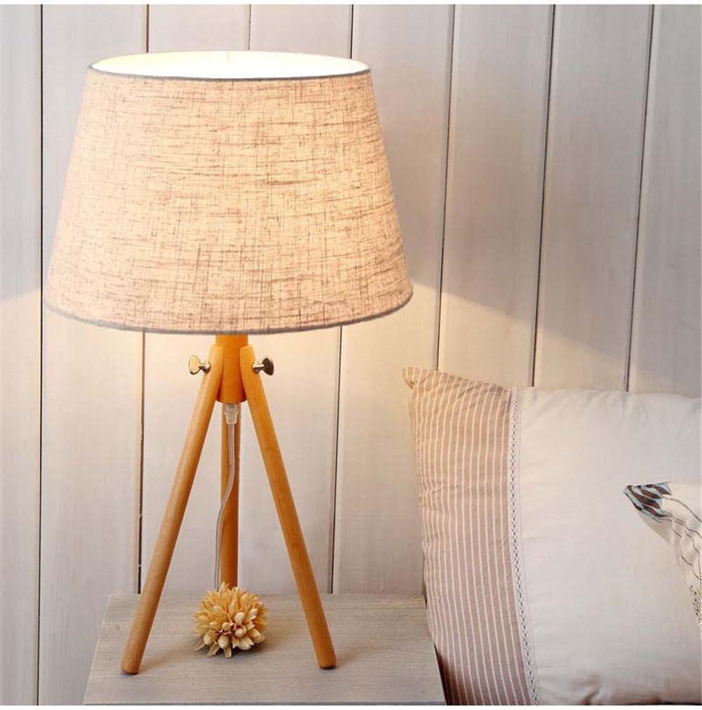 Simple Wood Bedroom Table Lamp Creative Fashion Nordic Pastoral Bedside Lamp Modern Living Room Decor Solid Wood Study Desk Lamp