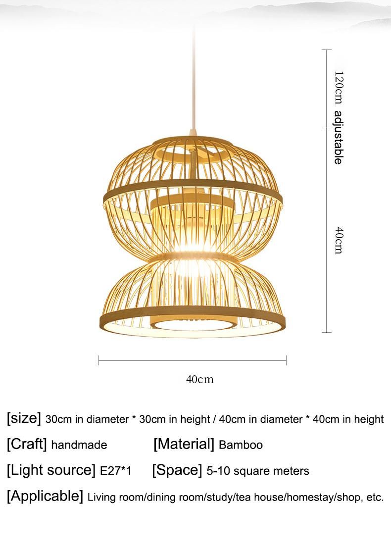 Chinese Bamboo Weaving Zen Living Room Dining Room Study Lamps Tea Room Bamboo Art Retro Natural Chandelier
