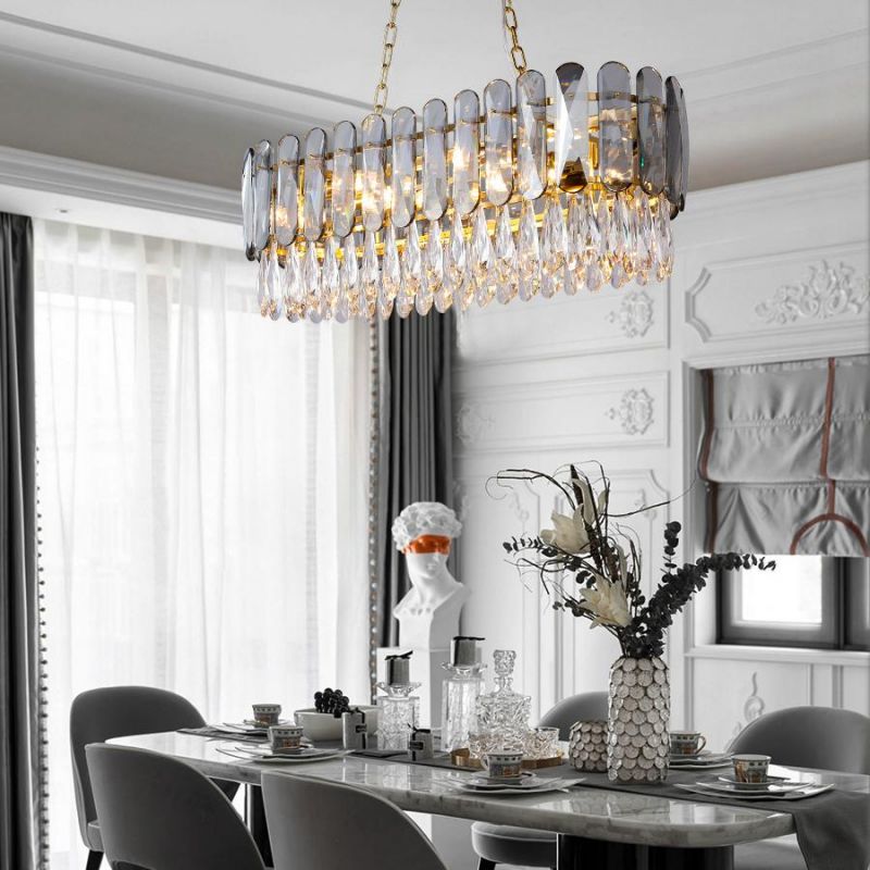 Crystal Restaurant Living Room Oval Pendant Lamp