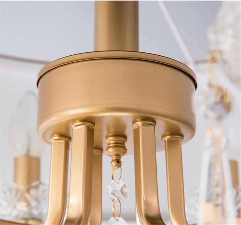 American Light Luxury Modern Creative Art Crystal Lamp Iron Art Golden Restaurant Simple Cloth Cover Bedroom Chandelier