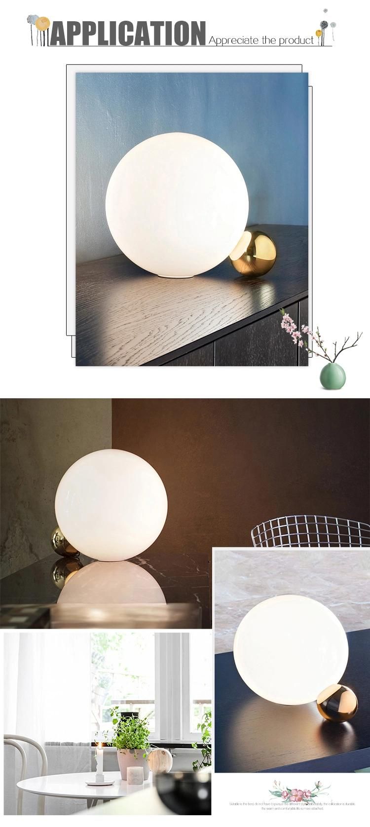 Modern White Glass Ball Metal Office Table Lamp