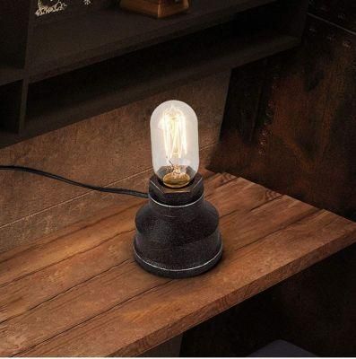 Steam Punk Retro Pipe Table Edison Lamp with Dimmer for Nightstand