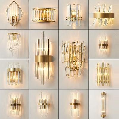 Modern European Fashion Creative Crystal Deluxe Wall Lamp for Villa Bedside Hotel Aisle LED E14 Wall Lamp
