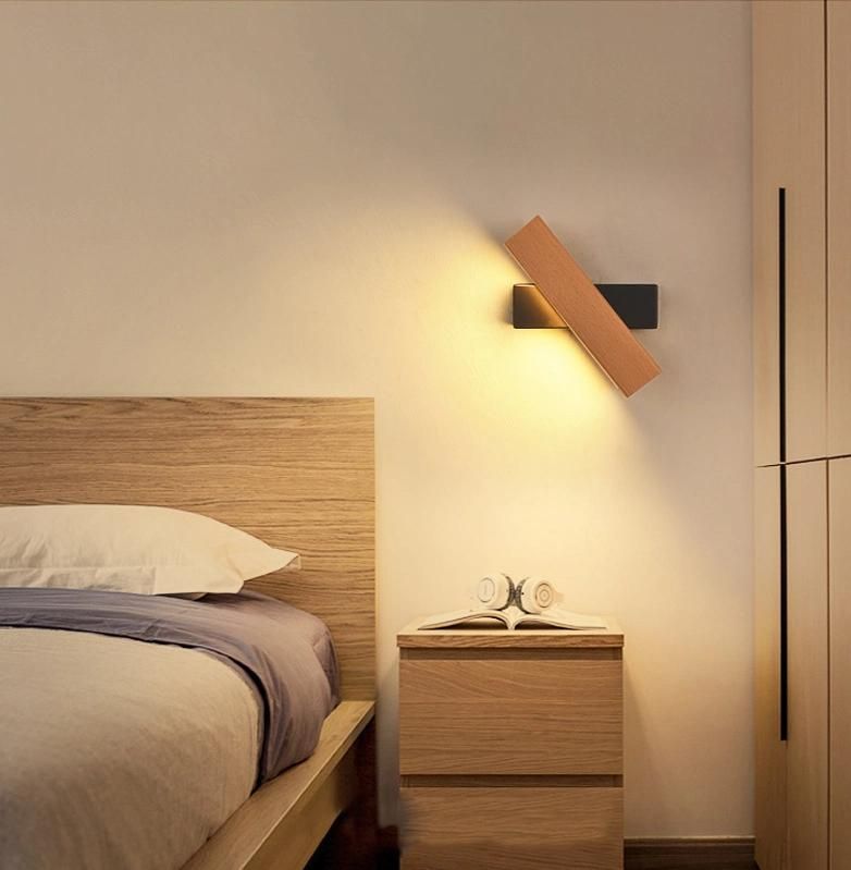 LED Acrylic Solid Wood Wall Light Creative Rotatable Bedroom Wall Light Aisle Lighting