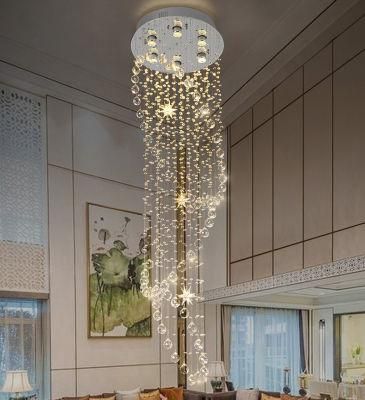 Modern Luxury High Ceiling Decorative LED Crystal Lighting Chandeliers Stair Pendant Lights