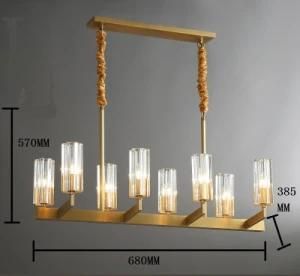 LED Crystal Glass Pendant Light Clear Modern Copper Lamp