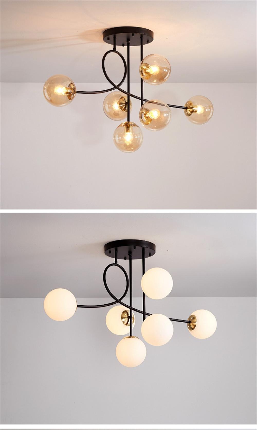 Modern LED Lights Glass Ball Lamps Nordic Hanging Light Bedroom pendant Lighting Living Room Bedroom Office Ceiling Chandelier