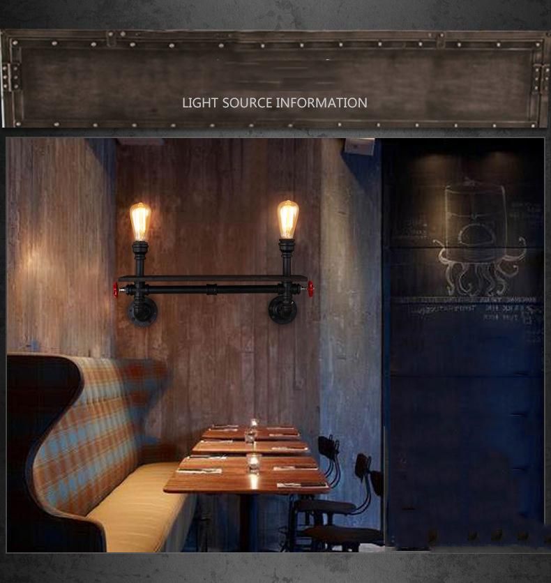 Vintage Wall Light Bar Living Room Study Bedside Light Wood Bookshelf Art Water Pipe Bed Side Wall Lamp (WH-VR-46)