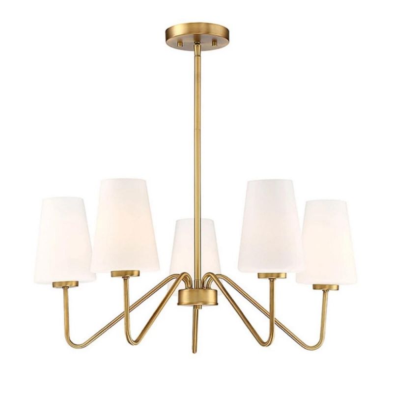 Small American Chandelier Modern Minimalist Light Luxury Warm Dining Room Bedroom Study Glass Lampshade Full Copper Lamps