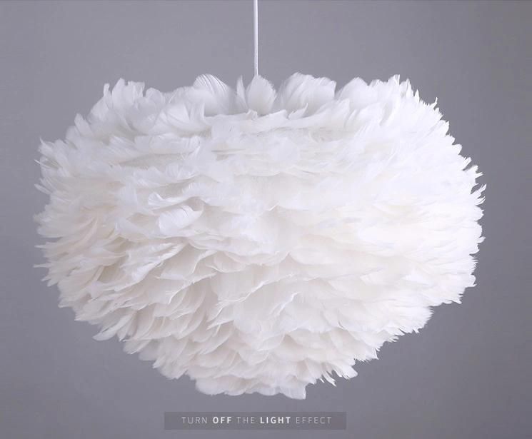 Modern Pink White E27 LED Pendant Light Ceiling Lighting Feather Lamp for Parlor Study Bedroom Room Home Decor Lighting