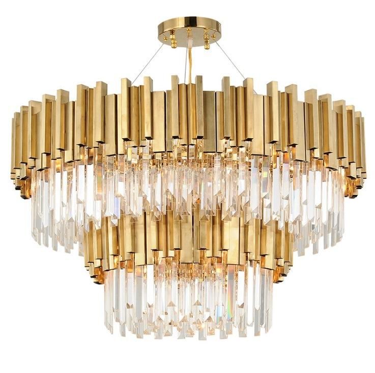 Modern LED Decorative Projector Metal Lighting Crystal Chandelier