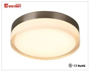 Clear Round Satin Nickel Metal Surface Mount LED Ceiling Light