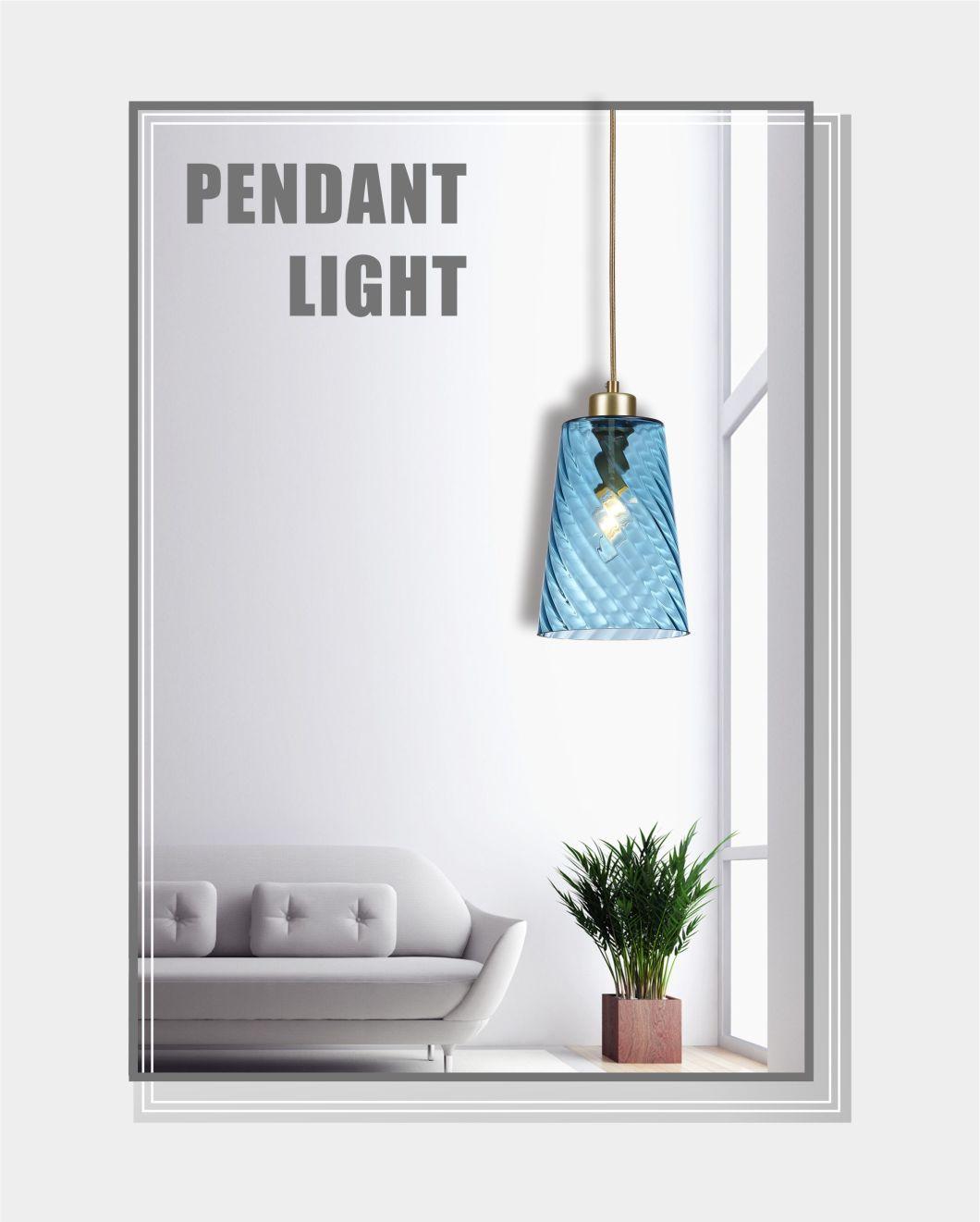 Creative ceiling Light Blue hanging Glass Lampshade Modern Pendant Lamp for Decoration