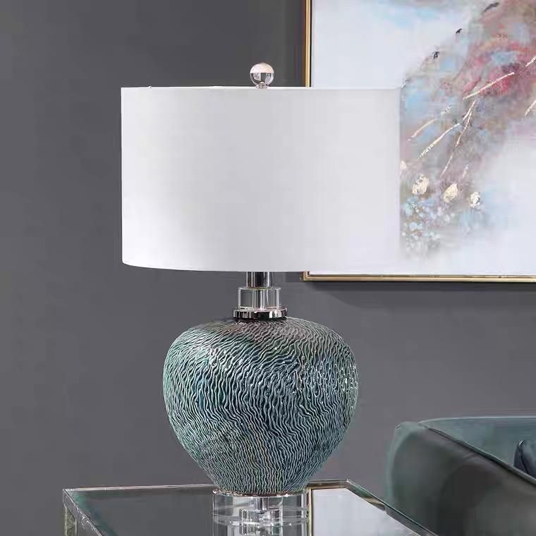 Table Lamp American Style Simple Import New Ceramic Crystal Study Living Room Villa Creative Lamp