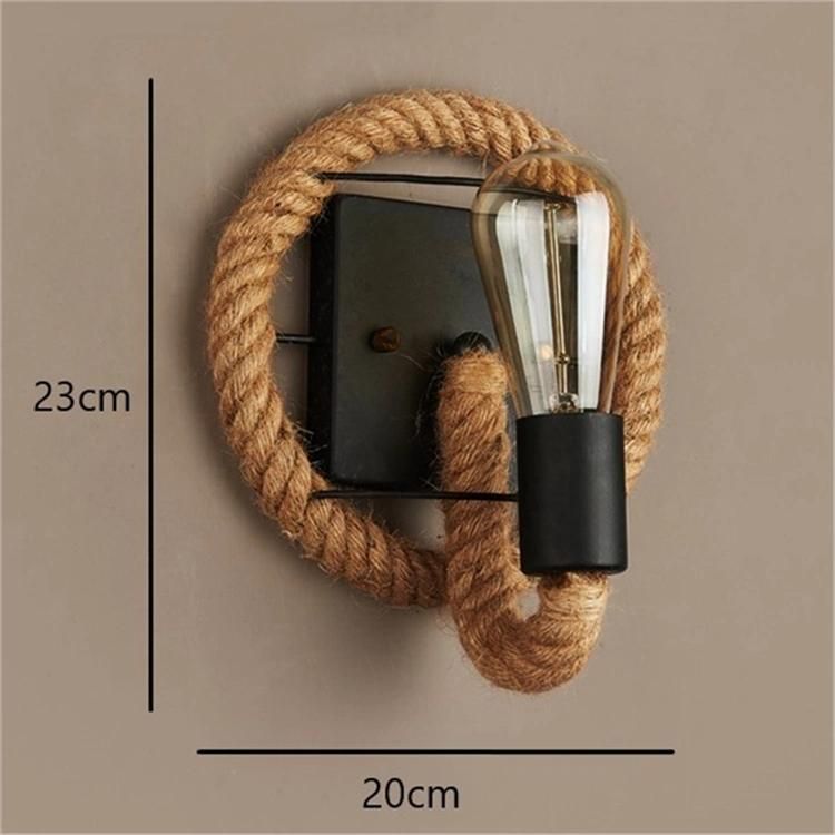 Loft Retro Style Hemp Rope Wall Lamp Industrial Vintage Restaurant Light Fixtures Home Decor Bar Cafe Dining Room Wall Light E27