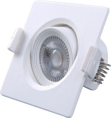 Easy Installation 3W 100-240VAC IC Driver Square Rotatable Recessed Indoor Use White PBT LED Down Light Spotlight