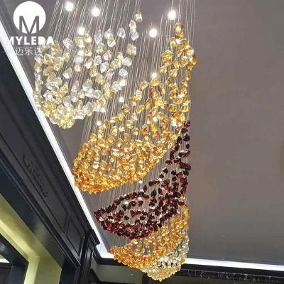 Hotel Lobby Big Pendant Lamp Hand Made Glass Chandelier for Villa Project