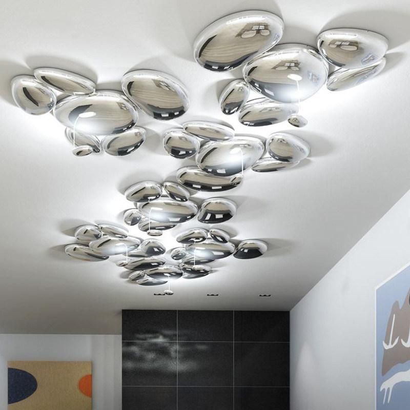 Skydro Electrified Ceiling Light Silver Lamp LED Glass Ceiling Lights Luxury Metal Mercury Ceiling Lamp (WH-MA-193)
