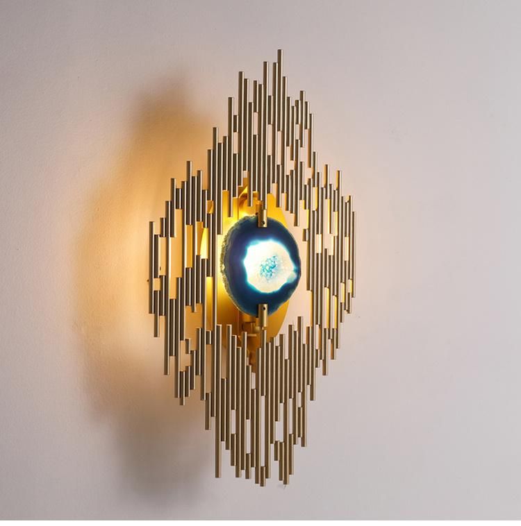 Postmodern Light Luxury Natural Agate Wall Lamp Nordic Creative Art Designer Model Room Bedroom Living Room Wall Lamp